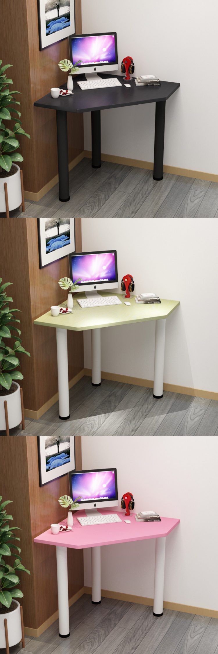 拐角书桌小户型电脑桌墙角弧形小书桌闪电客写字桌台式家用简约单人
