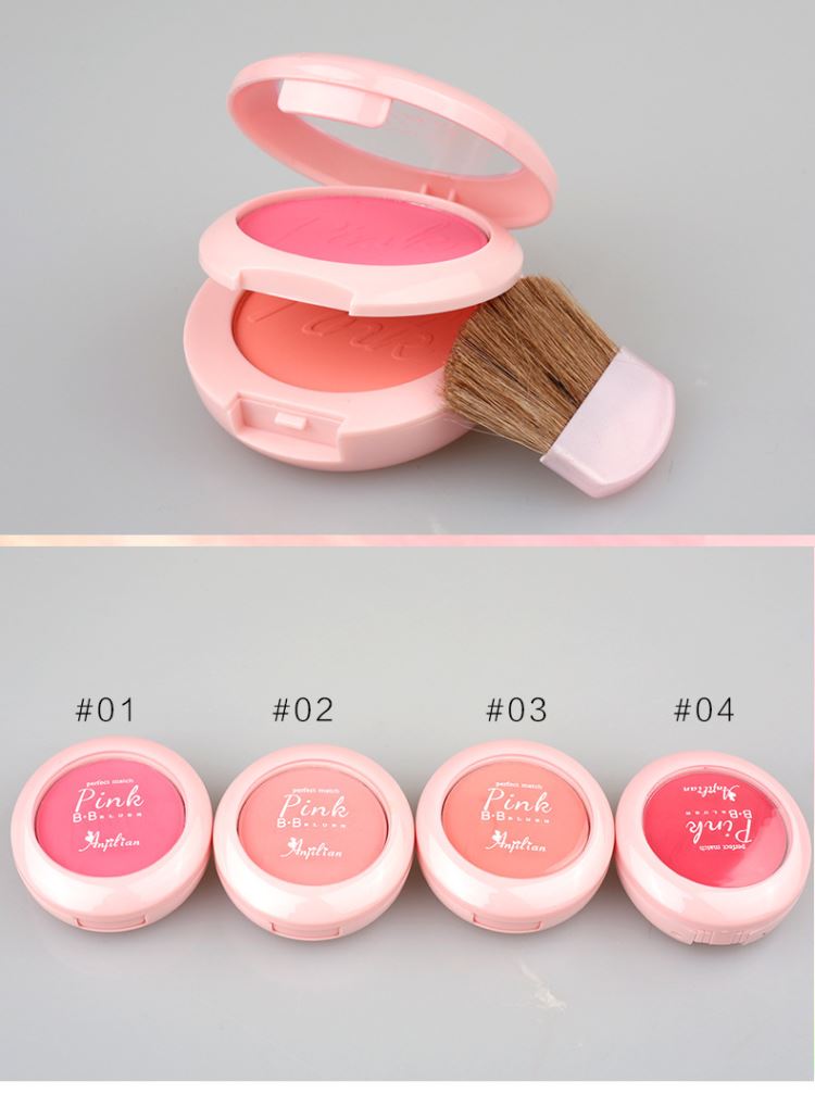 粉嫩橘色双层双色腮红自然修容红润亲肤胭脂盒提亮好气色彩妆带刷