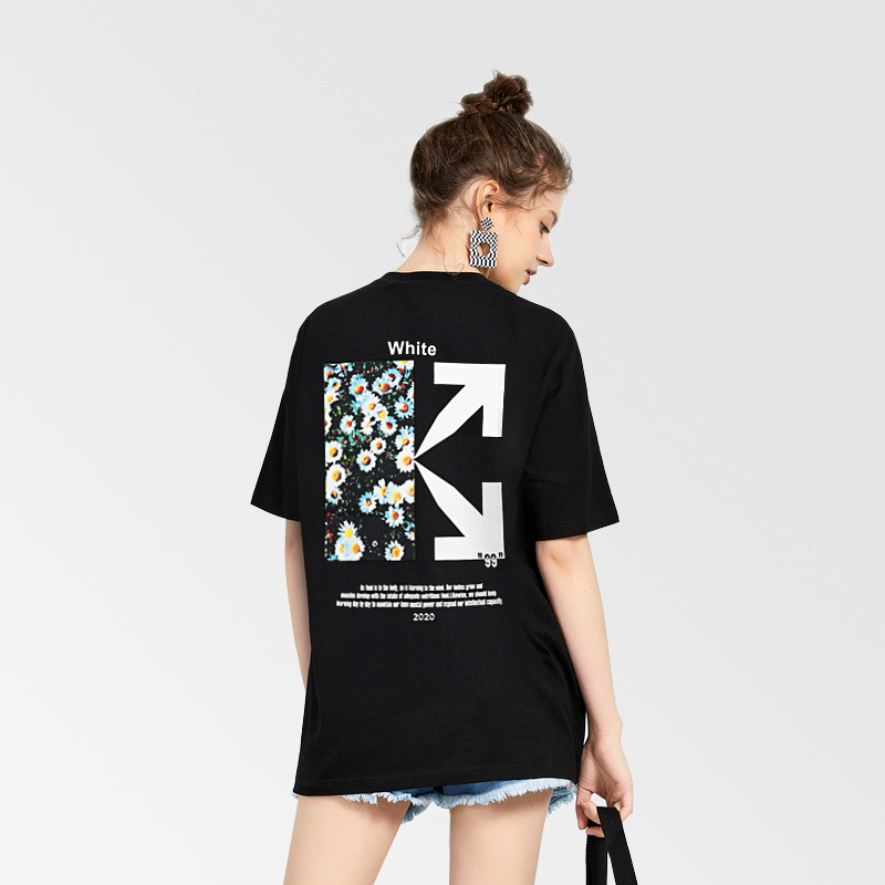 off white短袖男2020新款ow潮牌小雏菊箭头圆领宽松t恤男女情侣款