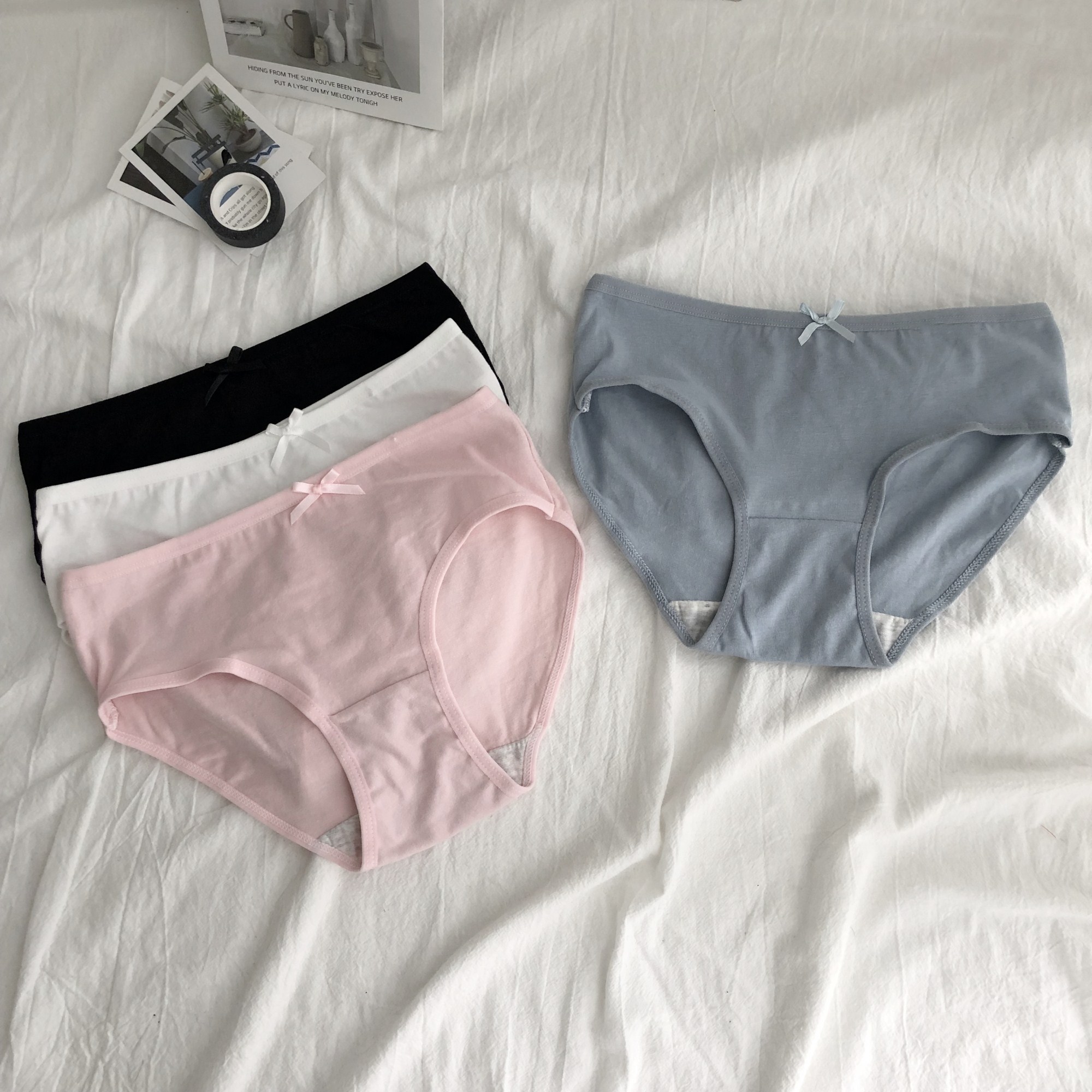 女士内裤学生款简约可爱少女日系三角裤女生内衣肉裤头四条费琳
