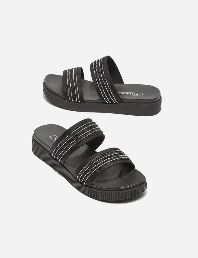 热风hotwind一字拖鞋女夏时尚外穿厚底增高夏天凉鞋h51w9212