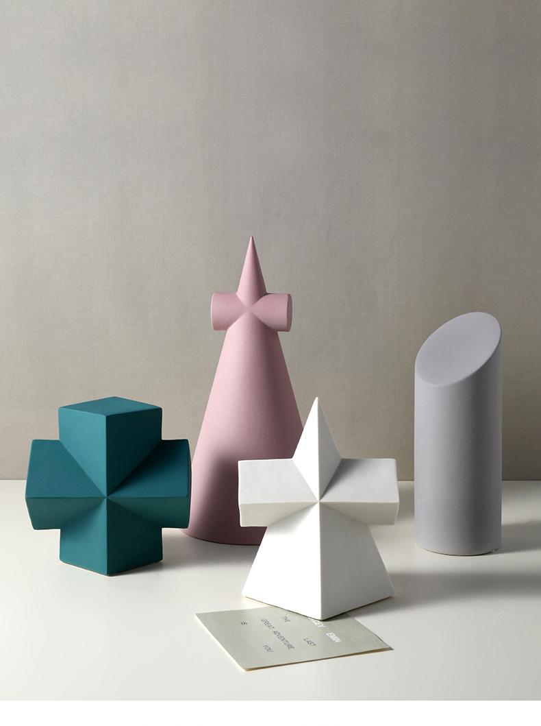 三维工匠装饰摆件 北欧立体几何陶瓷摆件客厅玄关桌面家居饰品创意