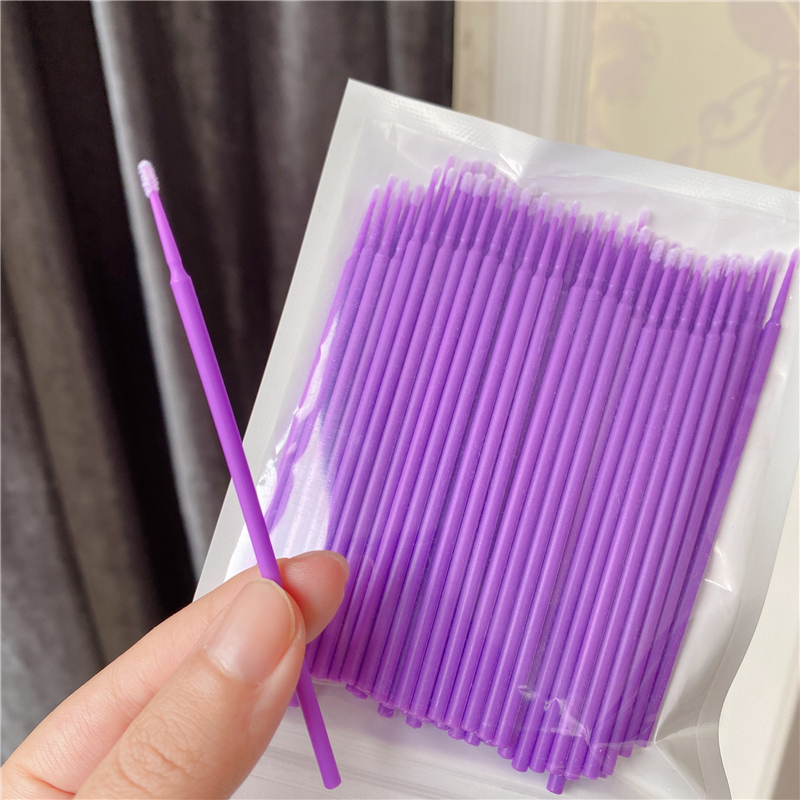 眉毛眼线眼影器纳米棉棒棉签海绵棒清洁棒假睫毛 三维工匠 袋装100支