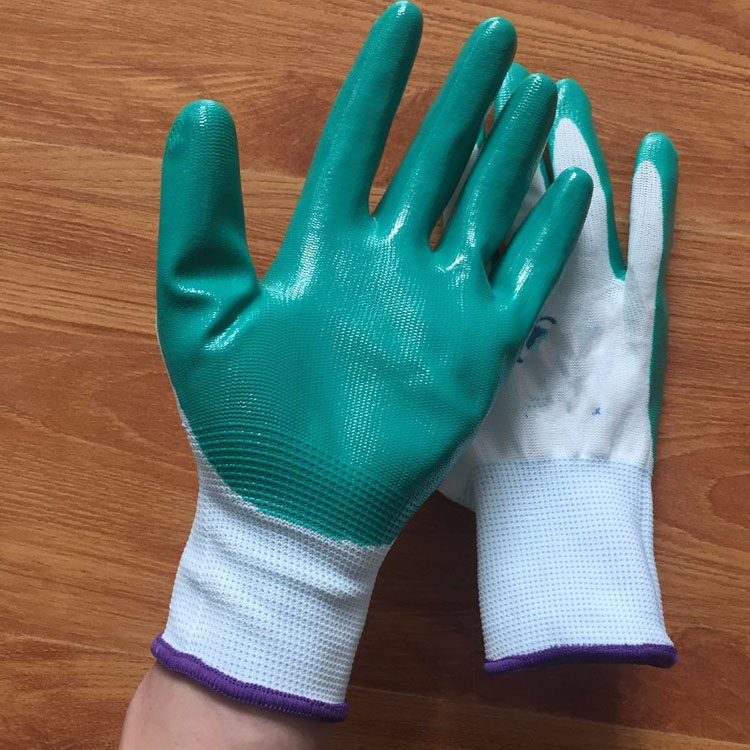 手套耐磨加厚塑胶尼龙薄款胶皮防水透气 绿色24双价格