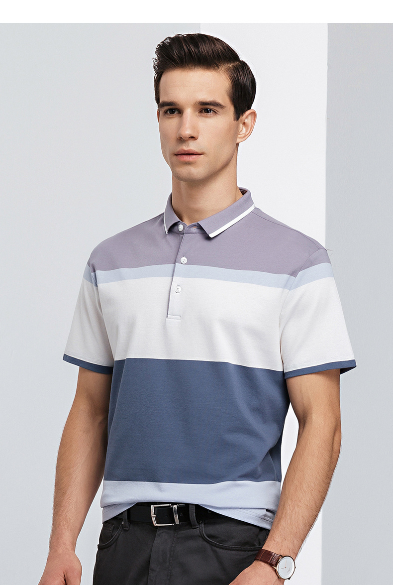 罗蒙romon男士短袖t恤衫2020夏季新款中青年商务休闲时尚撞色t恤男