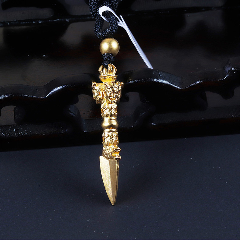 黄金码头黄金普巴杵吊坠足金999古法项链坠子男送男友送父亲礼物