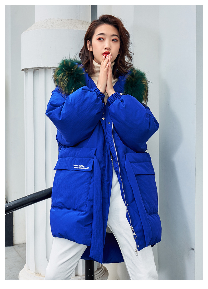 雪中飞羽绒服女中长款新款韩版宽松加厚大毛领冬季外套潮