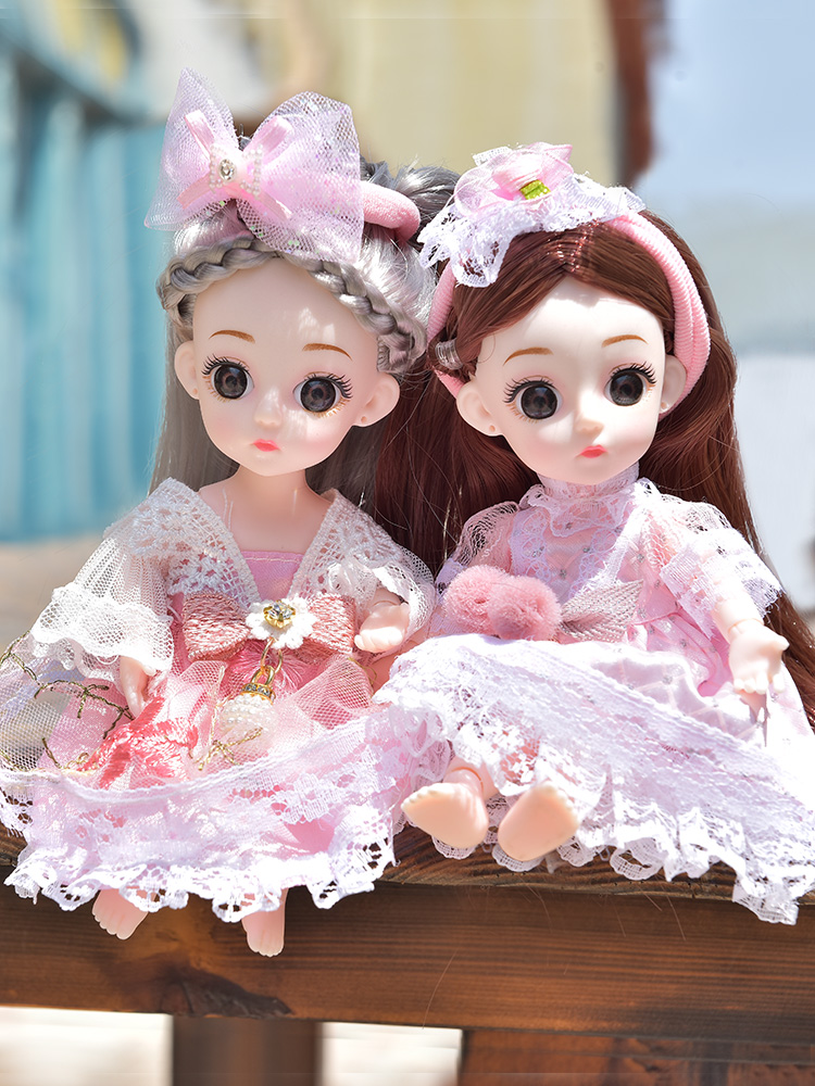 儿童玩具女孩芭比娃娃贝翎洋16厘米套装迷你精致公主仿真可爱大礼盒布