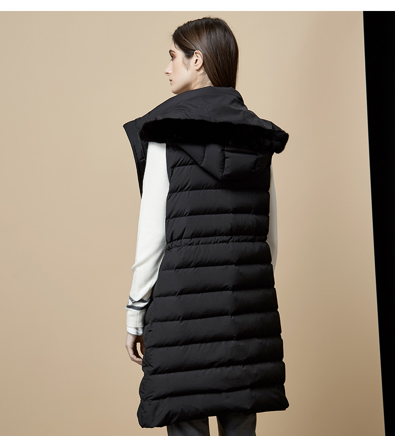 哈吉斯hazzys秋冬新款羽绒服女简约无袖百搭羽绒服