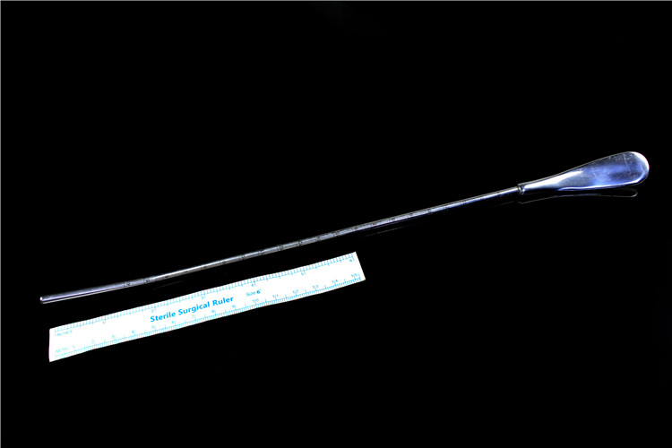 金钟妇科产科手术器械304不锈钢软铜制硬子硬子宫探针32cm弯头直径3mm