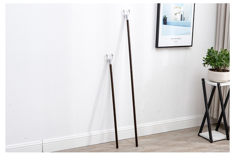 abay家用竹木质撑衣杆晾衣杆子长短晒衣挂衣挑衣杆取衣服叉杆深色衣叉