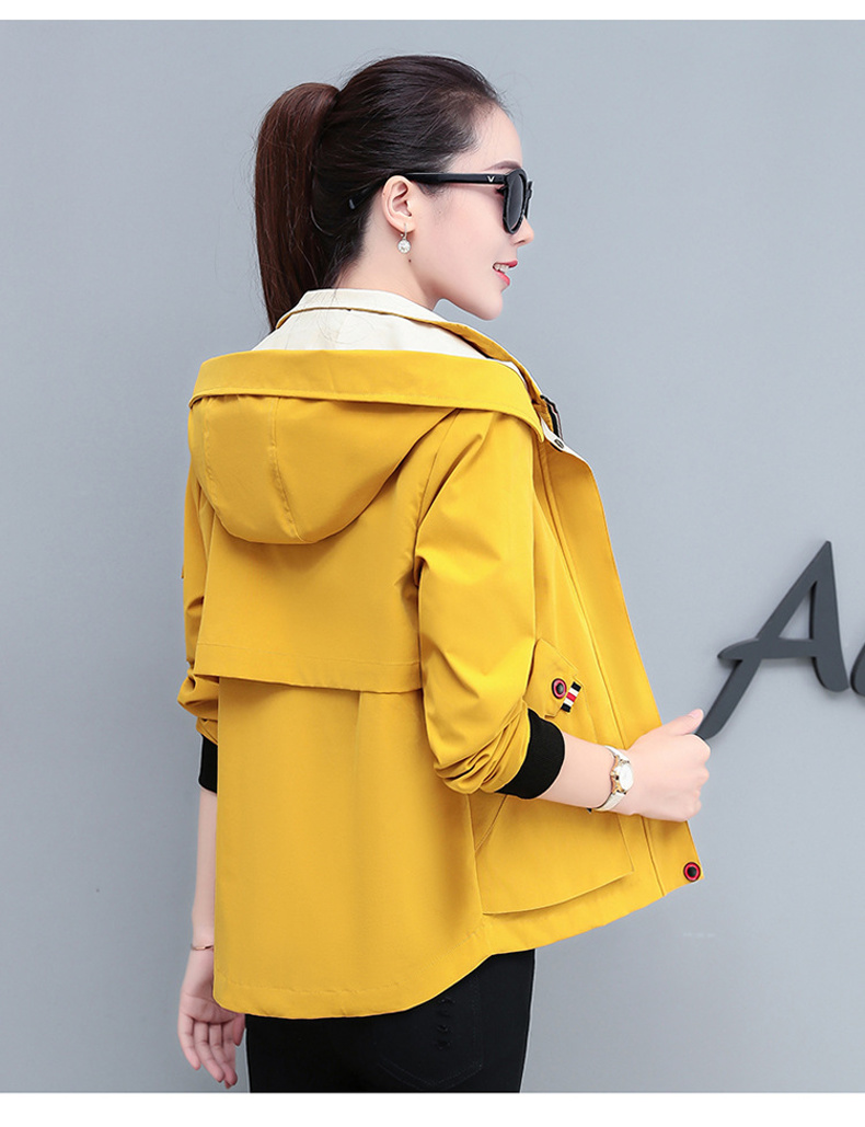 梵诗町 女装春秋季款休闲外套女韩版时尚连帽夹克衫lsyz6929