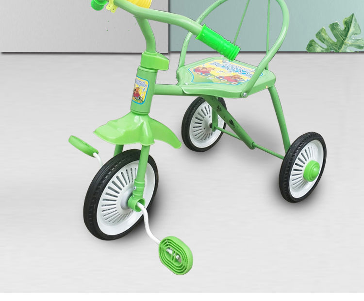 《柠檬黄橡胶轮黑色 80后经典怀旧儿童三轮车复古脚踏车铁质简易童车