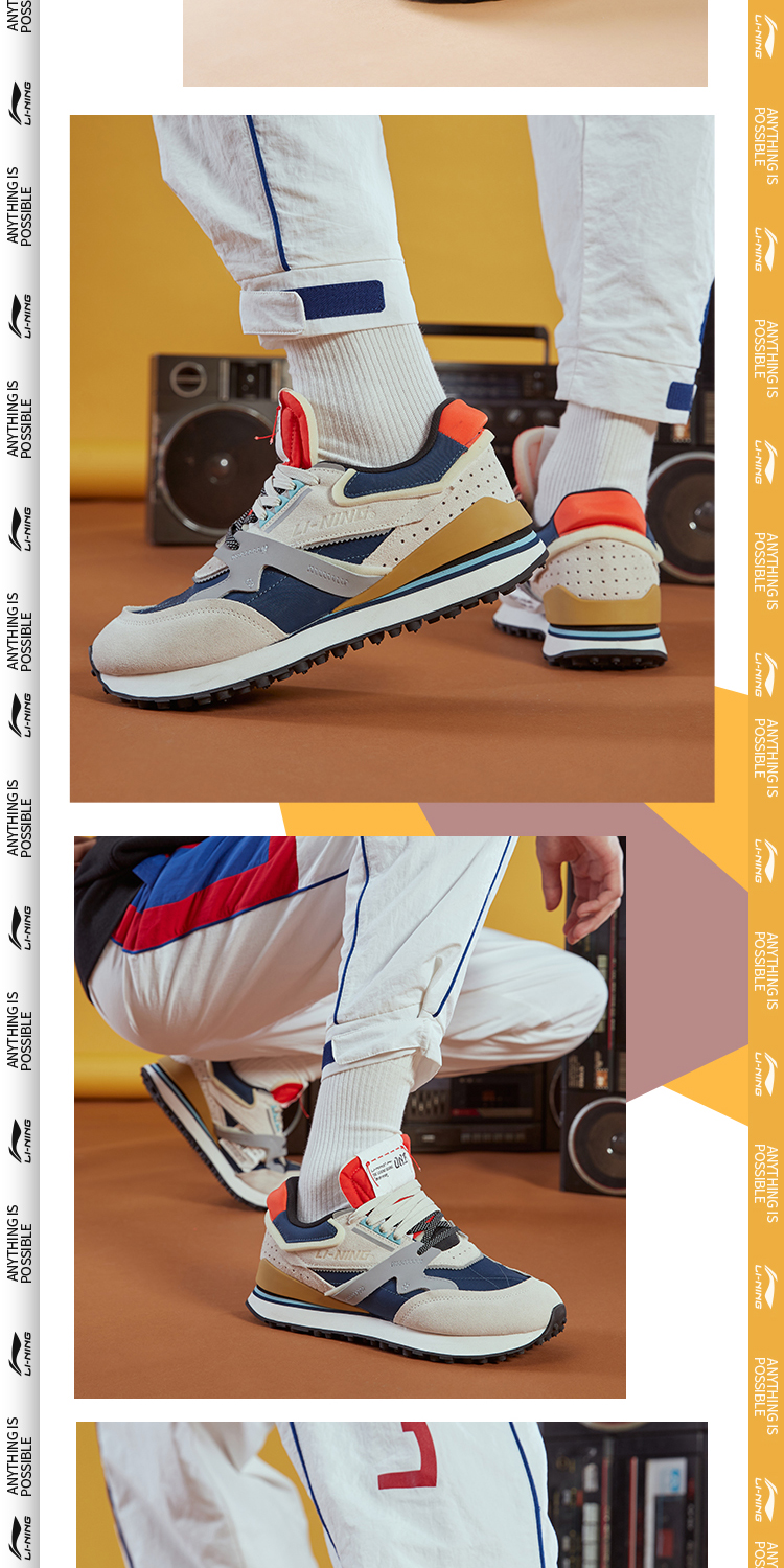 中国李宁001初心复古休闲鞋男2021走秀款经典情侣运动鞋女agcp3135