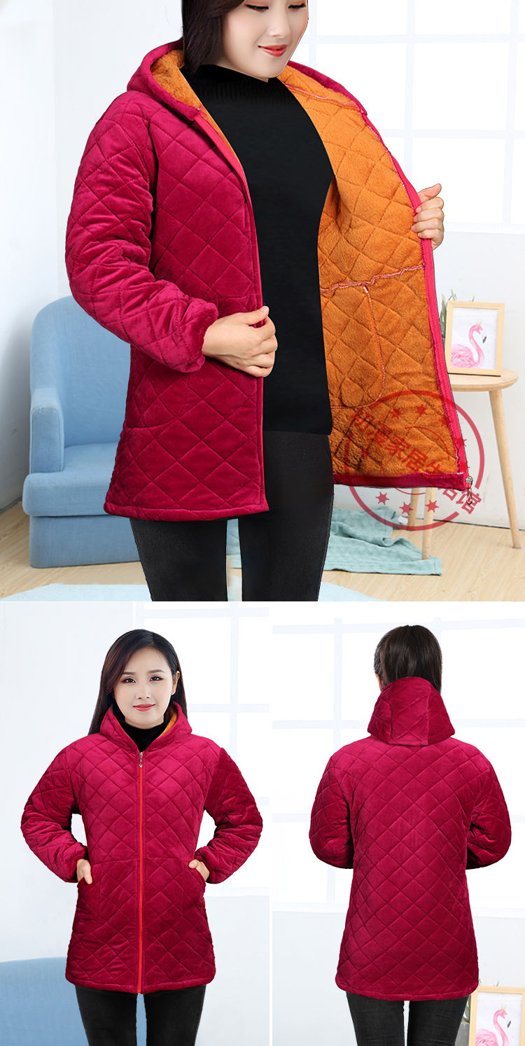 《女棉袄罩衣收腰显瘦羽绒服罩衣围裙 冬季加绒加厚外套长袖工作服