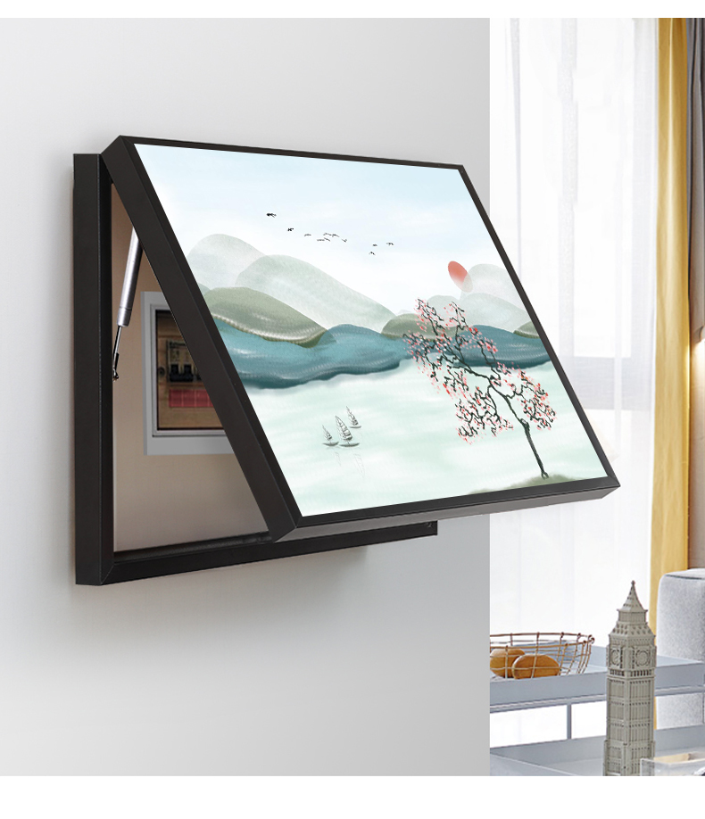 追梦蝶壁饰 电闸箱装饰画竖版电表箱免打孔推拉式配电电箱创意遮挡现