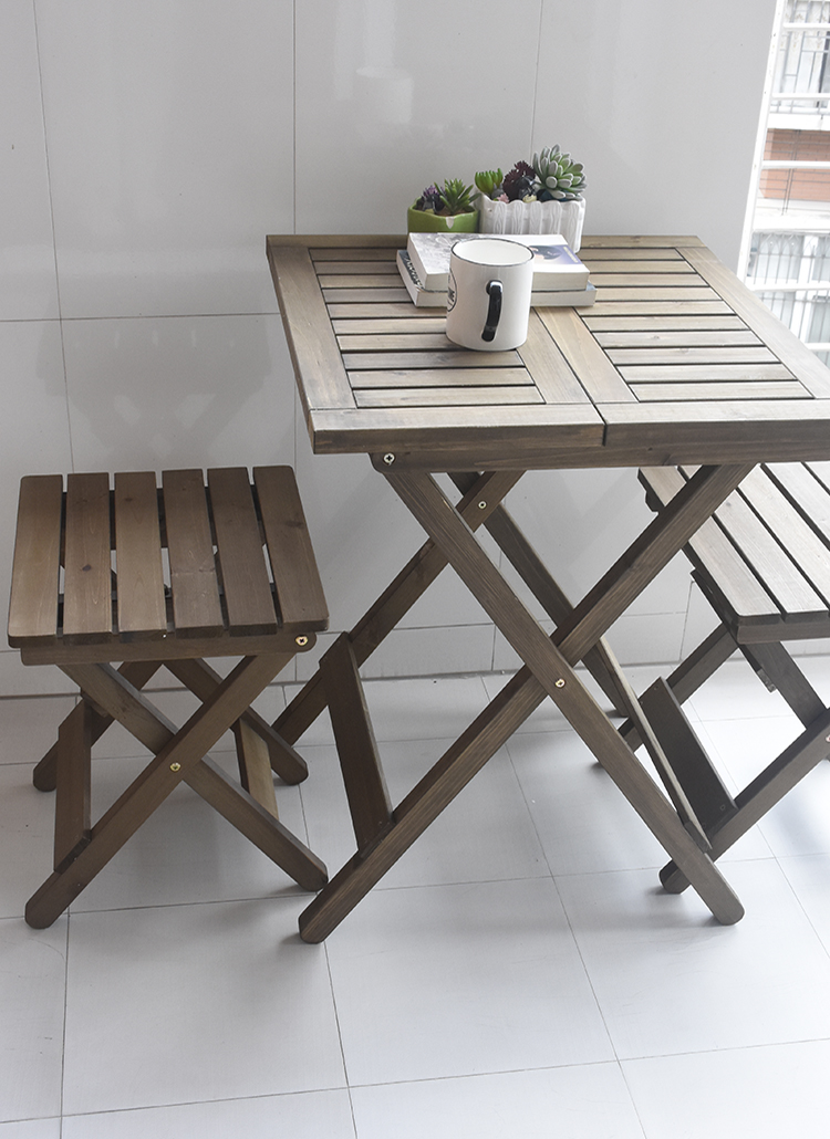 逸家伴侣吃饭桌子休闲可折叠桌餐桌椅小户型家用小型两2双人实木木头