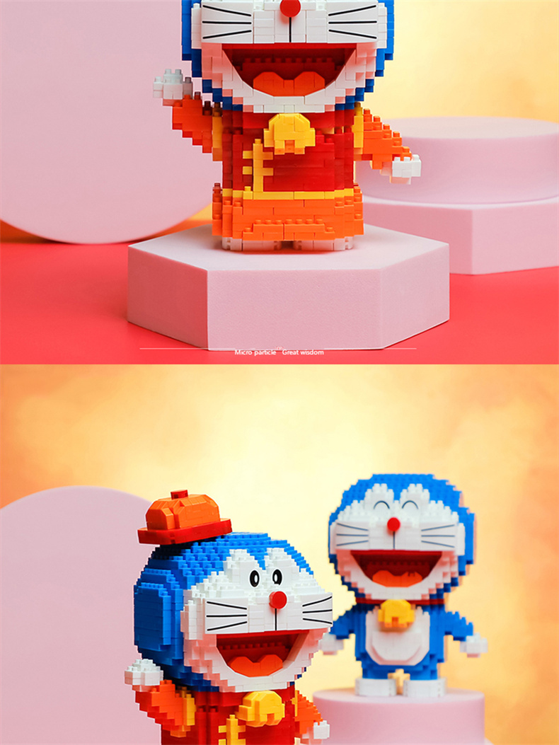 拼插积木男女孩串联小颗粒叮当猫玩具微型哆啦a梦生日礼物摆件【价格