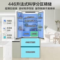 美的(Midea)M60超薄446升法式多门四开门纯平全嵌家用冰箱MR-468WUFPZE 底部散热一级能效大容量