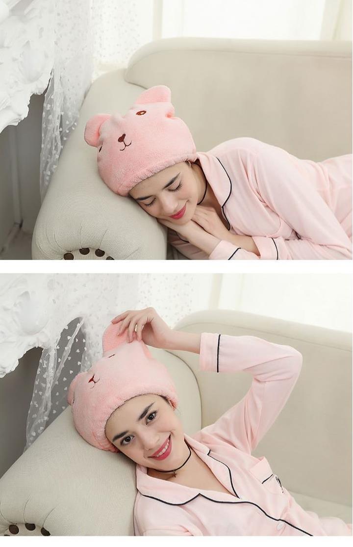 粉色睡觉不压头发神器睡觉用的头帽睡帽女可爱卡通睡日系秋冬帽子
