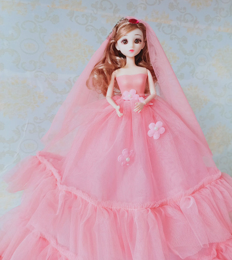 闪光亮灯娃娃会说话洋娃娃公主女孩礼物婚纱芭比娃娃礼盒儿童玩具粉色