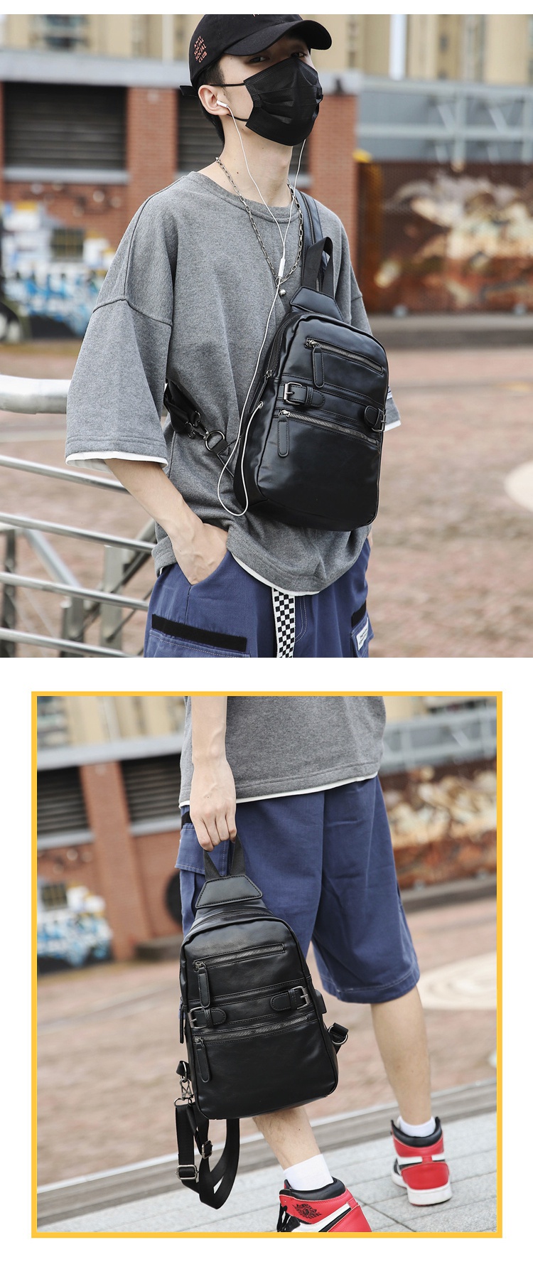 男士小号背包多功能小背包男学生斜挎胸包小号迷你双肩包男士休闲时尚
