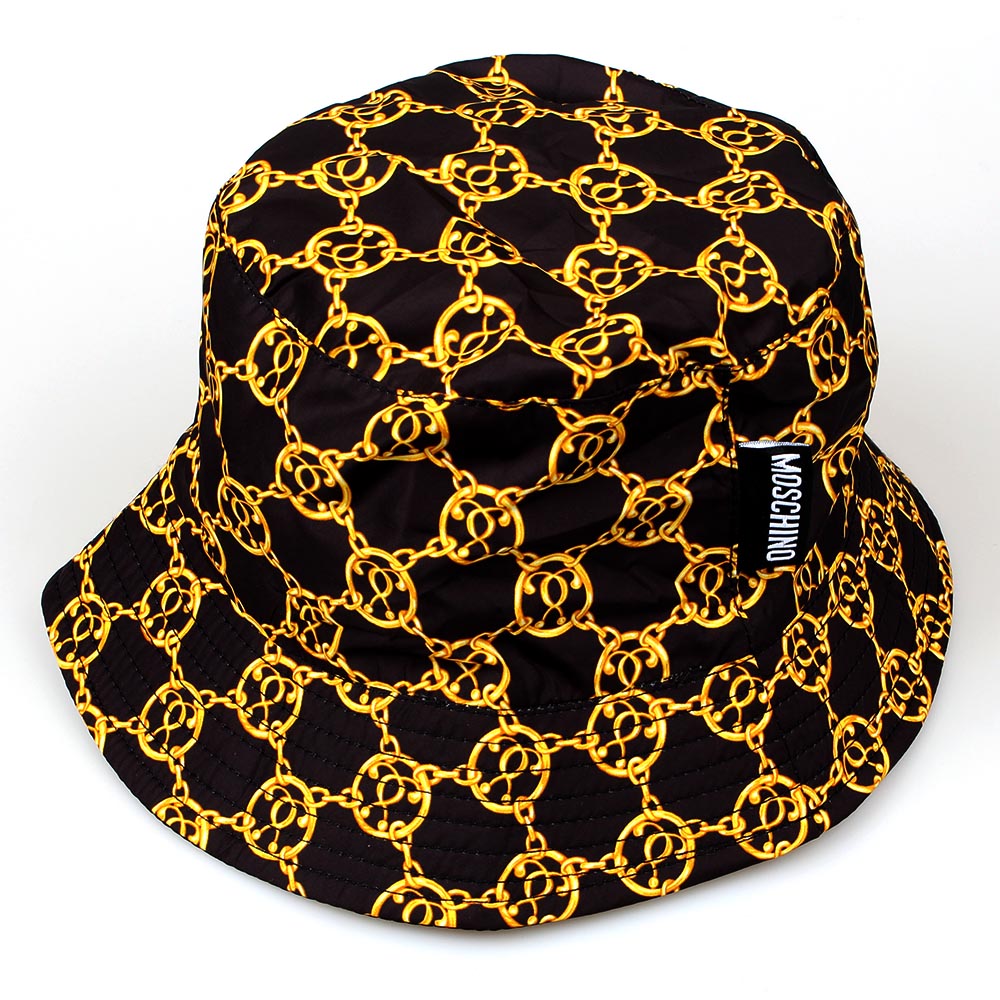 moschino莫斯奇诺男女同款黑色微标花纹饰渔夫帽帽子遮阳帽65134-m