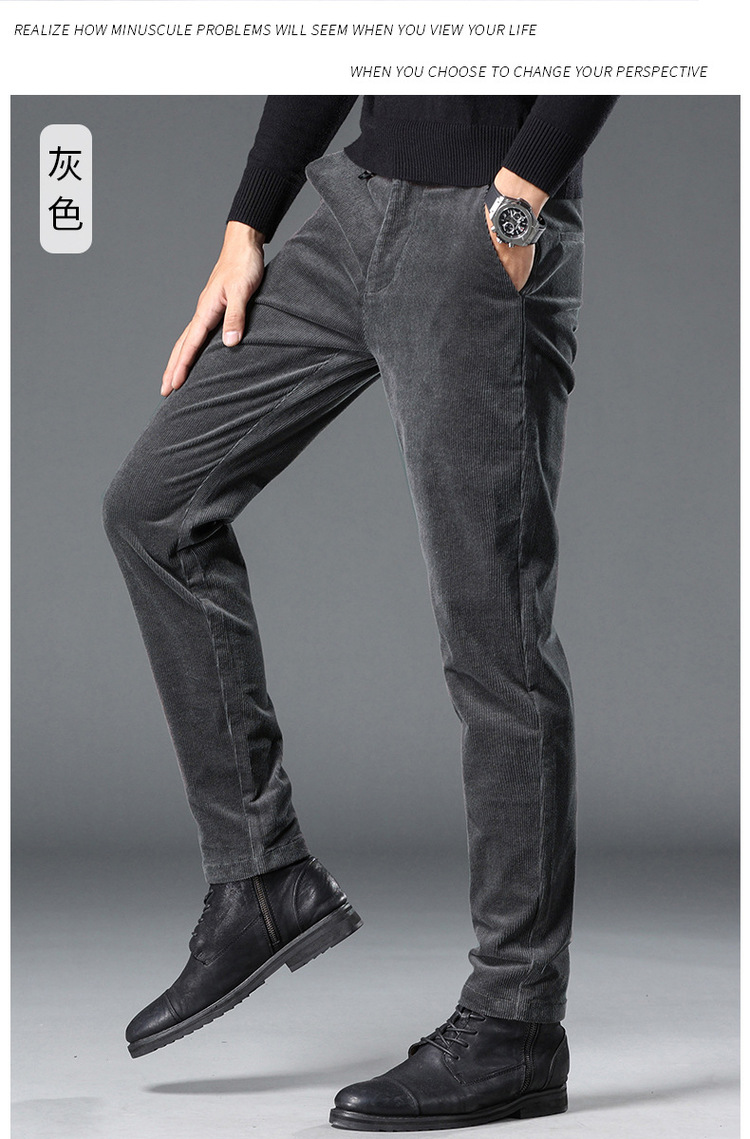 灯芯绒男式休闲裤秋冬款青年韩版潮流条绒男士休闲裤修身直筒裤