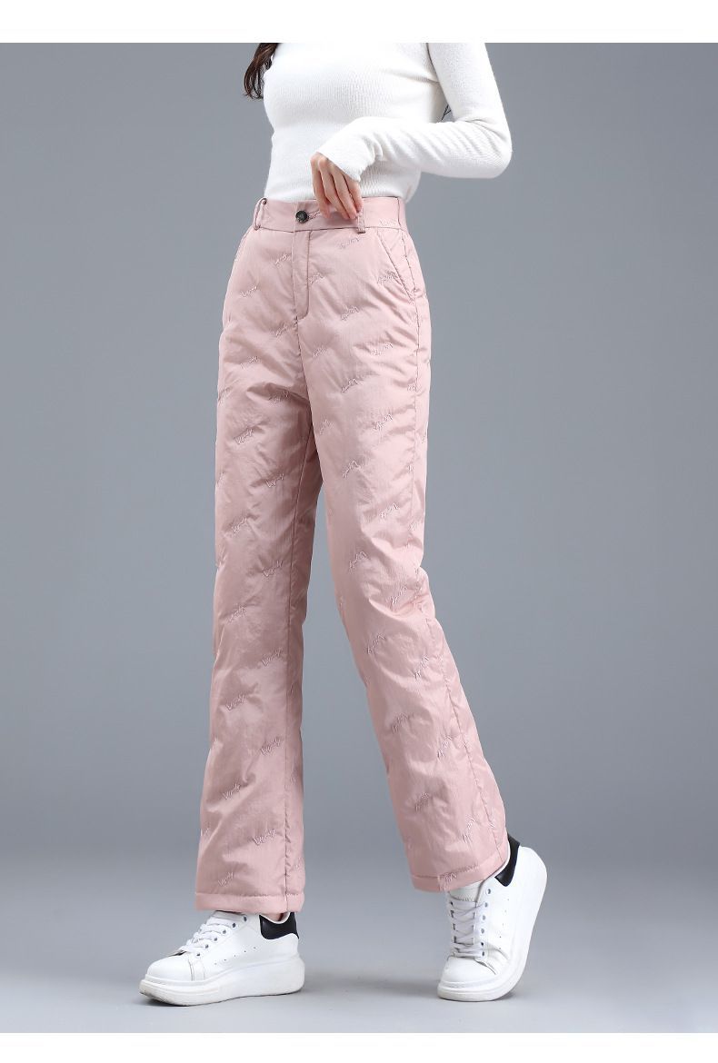 佚貌yimao冬季女士羽绒裤女外穿时尚修身喇叭裤女高腰显瘦裤子微喇