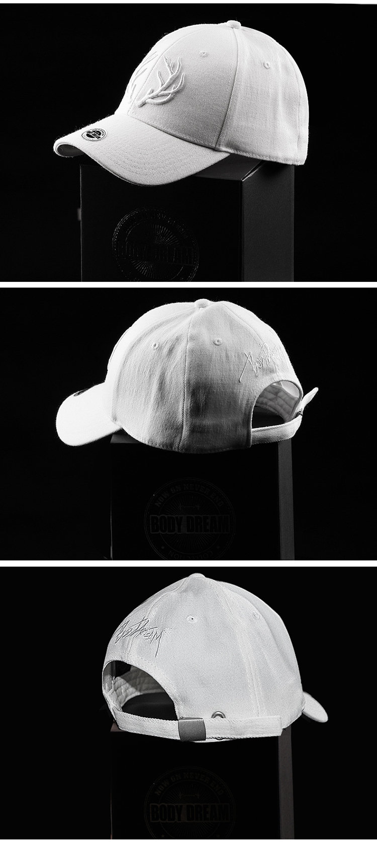 bd鹿家春夏白色鸭舌帽男潮韩版运动百搭棒球帽女鹿角帽子墨斗潮品