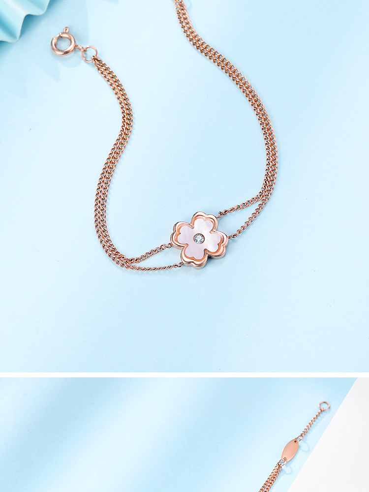 佐卡伊四叶草钻石手链母贝镶钻幸运礼物