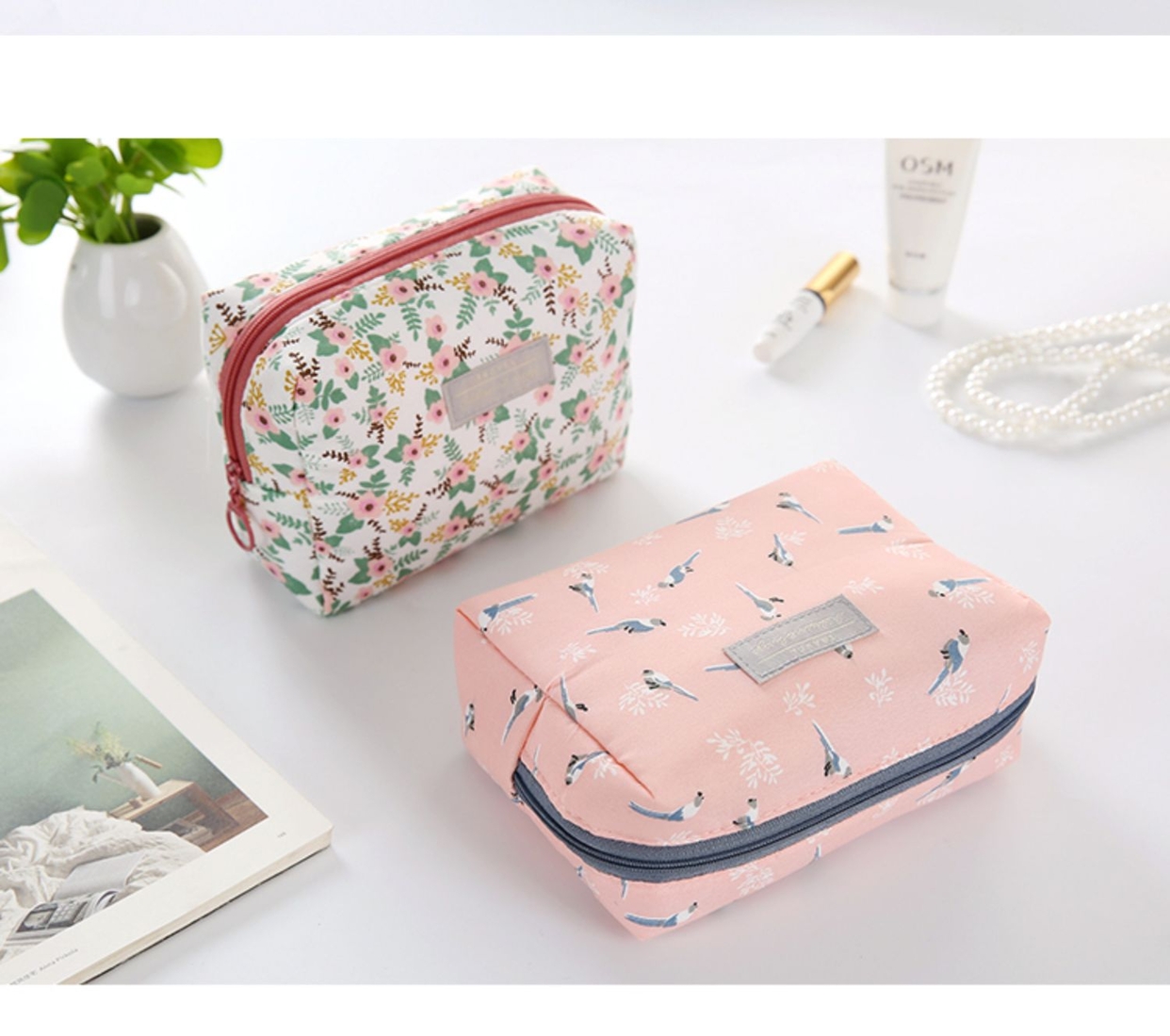 旅行化妆包韩国小号便携女化妆袋手拿大软妹简约随身化妆品收纳包三维