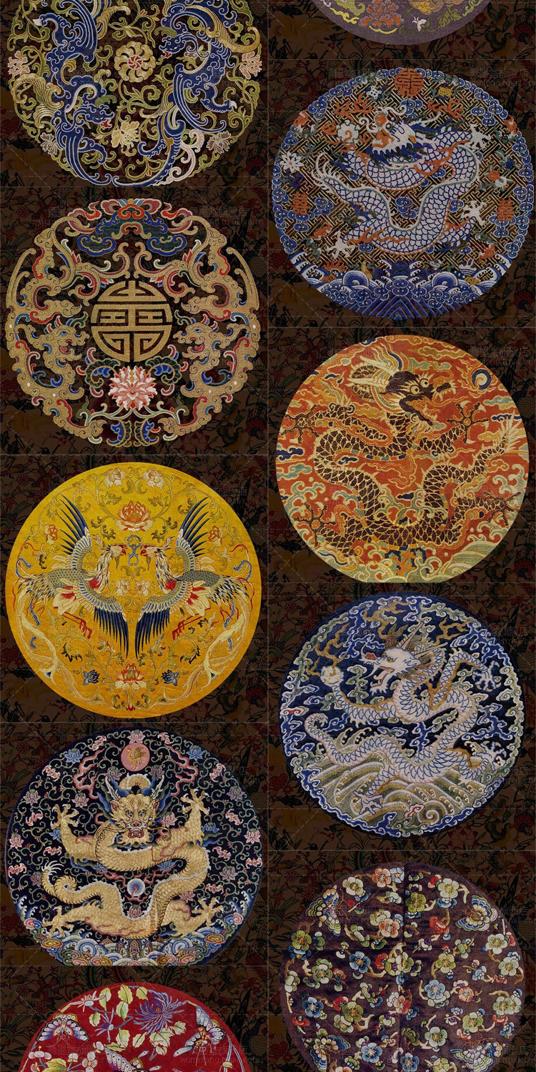 psd背景模板薇拉古装刺绣中国古代龙凤吉祥设计创意ps图案素材