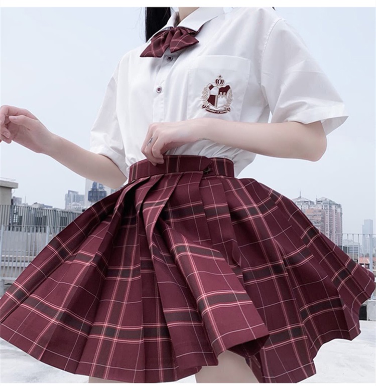 沙华jk正统服裙套装中牌系高腰短裙学风学生百褶裙格格裙女