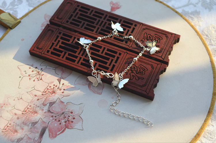 衍生周边花城谢怜花怜手链手环铃铛蝴蝶古风古装饰品cos 花城银蝶手镯