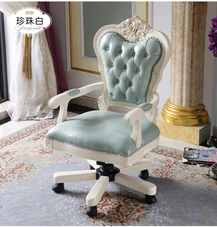 超级新品 欧式转椅老板椅真皮总裁椅豪华实木直播电脑椅高档书房椅子