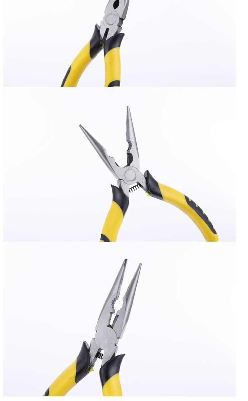 hlhj尖嘴钳钳子6寸多功能小8寸工具迷你带弹簧老虎钳小号尖头手工电工