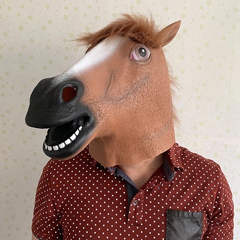 cos搞笑动物面具头套犬马君抖音搞怪马头套面具表演道具fenghou棕色