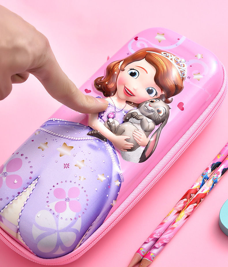 迪士尼公主笔袋女可爱简约学生幼儿园大容量文具盒多层拉链铅笔盒冰雪