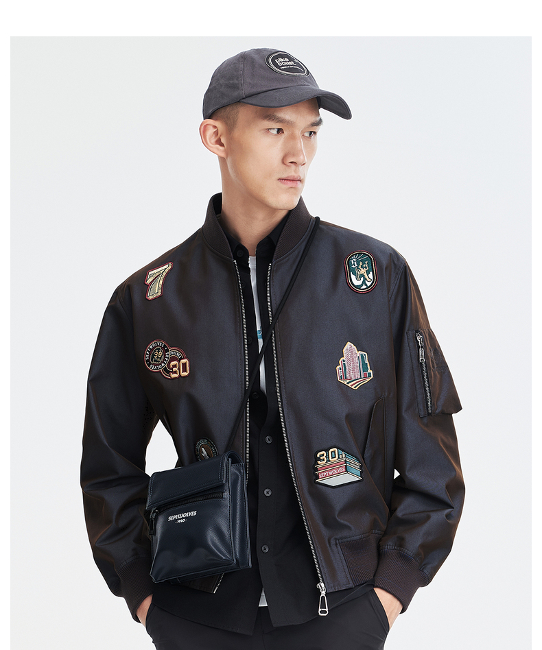七匹狼茄克男装2021春30周年纪念款合体时尚休闲夹克帅气外套