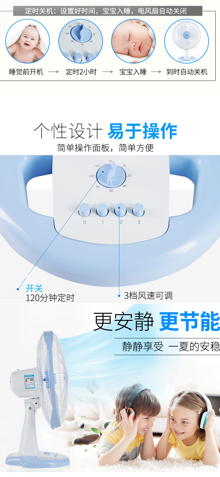 格力(gree)电风扇 台式16寸 小风扇 家用学生宿舍大风量台扇 摇头定时