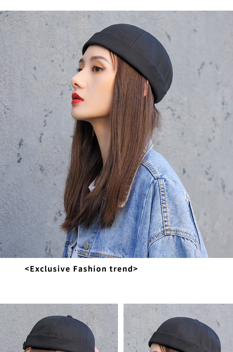 帽子女瓜皮帽地主帽雅痞流氓帽女士复古西瓜帽ins潮牌夏天寸头帽墨斗