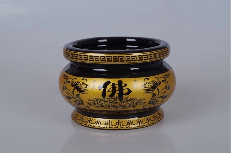 小香熏香炉香炉供奉居室家用陶瓷香炉供佛家用佛具香插供佛用品心经黑