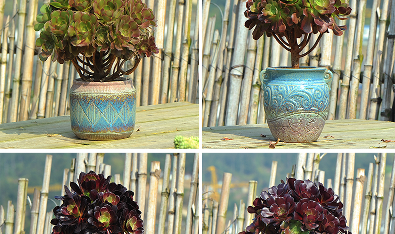 yicheng特价大号法师老桩盆复古多肉粗陶花盆陶瓷绿植创意室内高盆栽