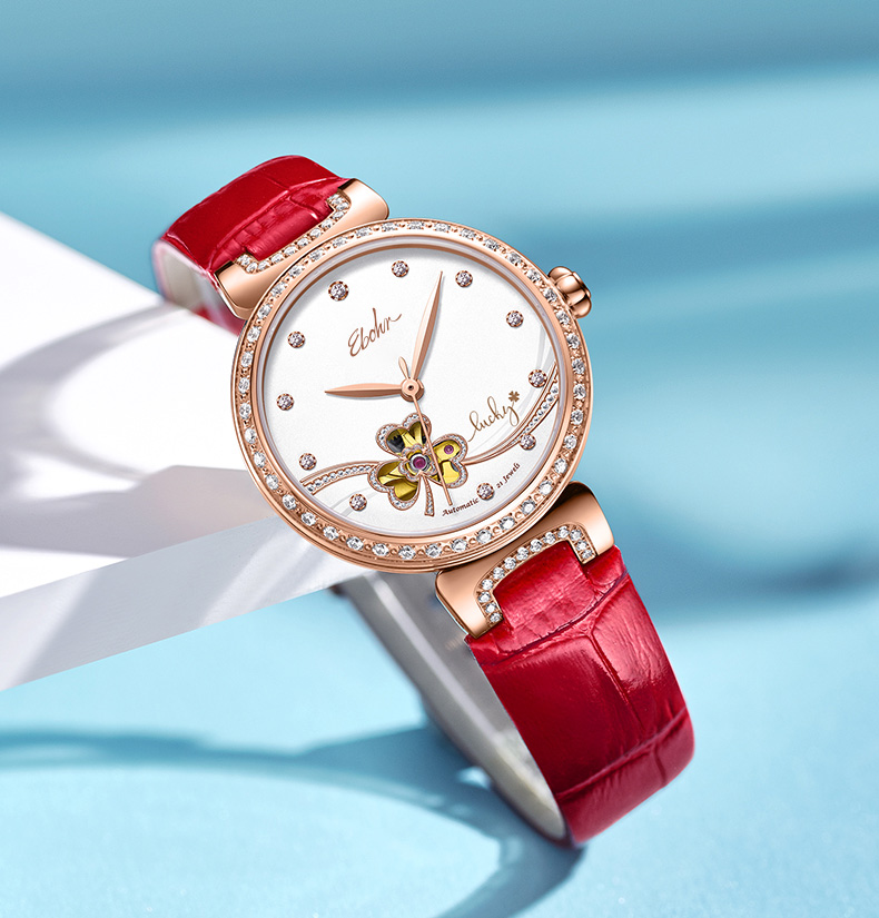 依波表手表女镂空自动机械幸运草女表送礼新品5132