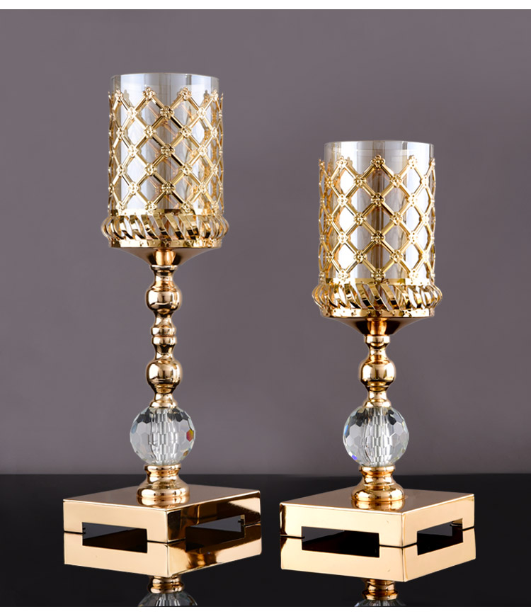 欧式蜡烛餐桌摆件玻璃复古西餐烛光晚餐