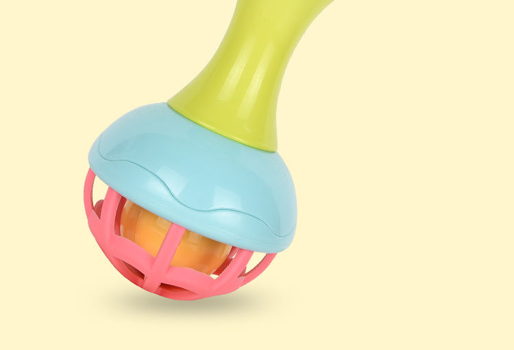 小黄鸭 健身哑铃手抓球软牙胶婴儿玩具0-6-12个月触觉感知 健身哑铃球