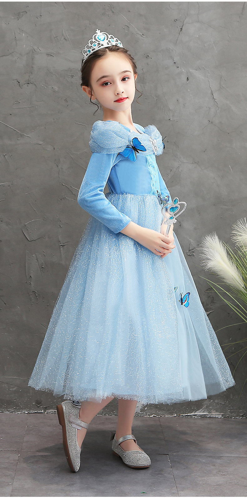 灰姑娘公主裙女童连衣裙圣诞节儿童服装礼服公主裙子秋装长袖表演
