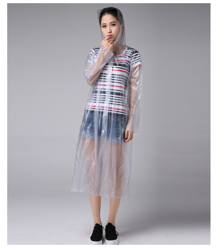 封后时尚韩版长款透明塑料连体雨衣学生雨披成人加大男女户外徒步旅游