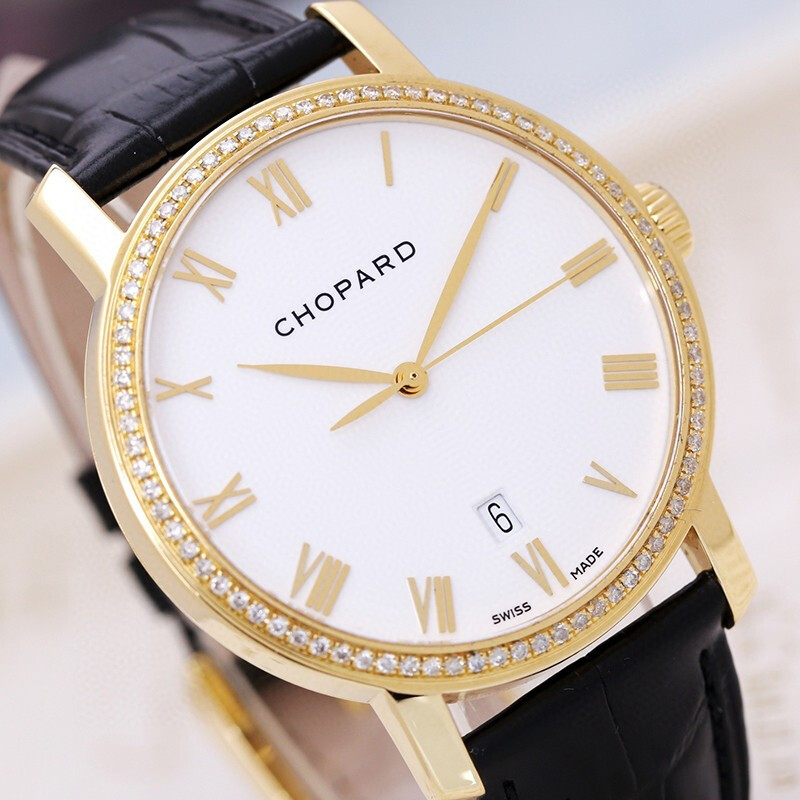 二手95新萧邦classic系列18k黄金后镶钻40mm男士手表171278